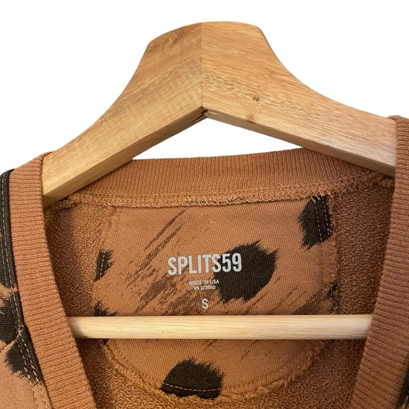 Splits59 Leopard French Terry Pullover Crewneck Sweatshirt Womens Small - Picture 2 of 4